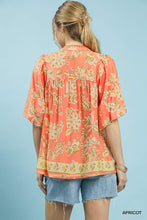 Load image into Gallery viewer, Umgee Boho Floral Print Top in Apricot