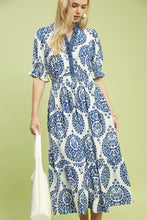 Load image into Gallery viewer, Umgee Medallion Paisley Print Midi Dress in Blue