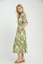 Load image into Gallery viewer, Umgee Medallion Paisley Print Midi Dress in Green