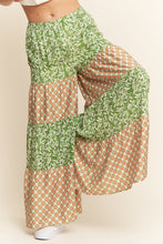 Load image into Gallery viewer, J.nna Color Block Mixed Print Tiered Pants in Green Multi