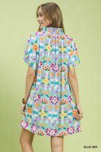 Load image into Gallery viewer, Umgee Abstract Floral Shift Dress in Blue Mix
