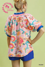 Load image into Gallery viewer, Umgee Vibrant Botanical Floral Print Top in Peony