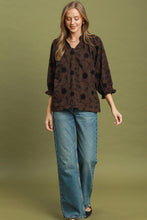 Load image into Gallery viewer, Umgee Textured Floral Embroidered Top in Brown