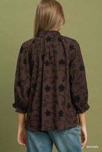 Load image into Gallery viewer, Umgee Textured Floral Embroidered Top in Brown