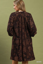 Load image into Gallery viewer, Umgee Velvet Floral Textured Babydoll Mini Dress in Brown