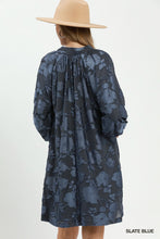 Load image into Gallery viewer, Umgee Velvet Floral Textured Babydoll Mini Dress in Slate Blue