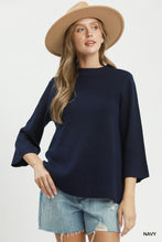 Load image into Gallery viewer, Umgee Mock Neck Fine Knit Sweater Top in Navy