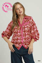 Load image into Gallery viewer, Umgee Mixed Media Print Top in Red