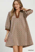 Load image into Gallery viewer, Umgee Mix Media Jacquard Dress in Chestnut