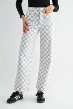Load image into Gallery viewer, Mica Denim High-Rise Wide Leg Ankle Chess Print Jeans in Tide Grey