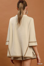 Load image into Gallery viewer, Umgee Mock Neck Contrast Trim Short Sleeve Knit Sweater Top in Cream