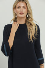 Load image into Gallery viewer, Umgee Mock Neck Contrast Trim Sweater Dress in Navy
