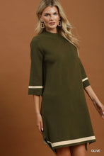 Load image into Gallery viewer, Umgee Mock Neck Contrast Trim Sweater Dress in Olive