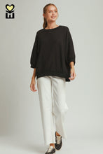 Load image into Gallery viewer, Umgee Textured Jacquard 3/4 Sleeve Pullover Top in Black