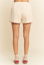 Load image into Gallery viewer, Davi & Dani Knit and Lace Shorts with Flower Patches in Beige Multi
