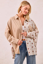 Load image into Gallery viewer, BiBi OVERSIZED Mix n Match Stripes and Floral Print Top in Taupe/Terracotta