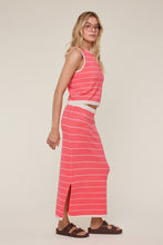 Load image into Gallery viewer, Wishlist Striped Knit Sweater Tank And Skirt Set in Guava/Cream