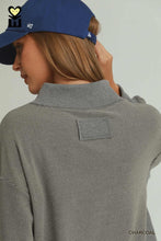 Load image into Gallery viewer, Umgee Relaxed Mock Neck Rib Pullover in Charcoal