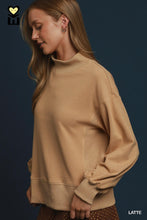 Load image into Gallery viewer, Umgee Relaxed Mock Neck Rib Pullover in Latte