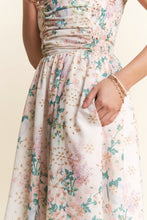 Load image into Gallery viewer, J.nna Floral Print Embroidered Strapless Midi Dress in Spring Bloom