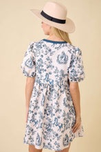 Load image into Gallery viewer, Main Strip Vintage Horse Toile Print Denim Mini Dress in Dark Navy