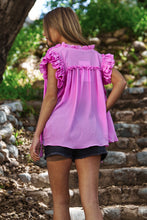 Load image into Gallery viewer, J.nna Solid Color Top with Ruffled Sleeves in Plum FINAL SALE