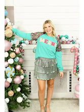 Load image into Gallery viewer, Grace+Emma MERRY Sweatshirt in Turquoise