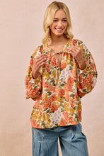 Load image into Gallery viewer, BiBi Rose Floral Mix Print Exaggerated Balloon Sleeve Top in Floral