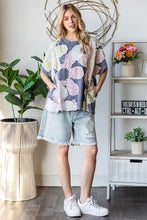 Load image into Gallery viewer, Oli & Hali OVERSIZED Mineral Washed Floral Patched Top in Navy
