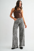 Load image into Gallery viewer, Mica Denim High Rise High-Rise Wide Leg Frayed Hem Leopard Pants in Schooner
