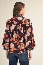 Load image into Gallery viewer, Jodifl Floral Fabric Mix Top in Brown