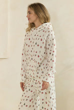 Load image into Gallery viewer, Veveret Cozy Holiday Print Lounge Hoodie in White Combo