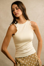 Load image into Gallery viewer, So Me Lace Ribbed Sleeveless Halter Top in Ivory
