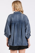 Load image into Gallery viewer, Mittoshop Washed Tencel Chambray Dolman Sleeve Top in Dark Denim ON ORDER