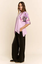 Load image into Gallery viewer, Davi & Dani Knit Top with Sequin Floral Sleeves in Lavender
