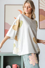 Load image into Gallery viewer, Oli & Hali Mineral Washed Top with Heart Patches in Melange Grey