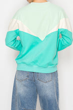 Load image into Gallery viewer, STITCH & Co. Colorblock Soft Knit Sweatshirt in Aqua
