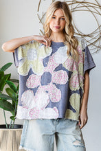 Load image into Gallery viewer, Oli & Hali OVERSIZED Mineral Washed Floral Patched Top in Navy