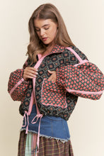 Load image into Gallery viewer, J.nna Mixed Print Quilted Puffer Jacket in Rose Garden