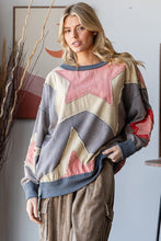 Load image into Gallery viewer, Oli & Hali Mineral Washed Star Patched Sweatshirt in Dusty Blue