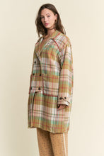 Load image into Gallery viewer, J.nna Multi Color Plaid Midi Coat in Mustard Green