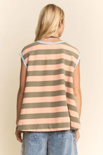 Load image into Gallery viewer, Davi & Dani Contrasting Striped Sleeveless Top in Apricot Olive