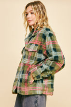 Load image into Gallery viewer, Davi & Dani Plaid Jacket in Olive/Orange