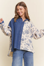 Load image into Gallery viewer, J.nna Denim and Floral Color Block Top in Floral Dark Denim
