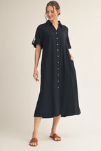 Load image into Gallery viewer, Jodifl Woven Midi Dress in Black