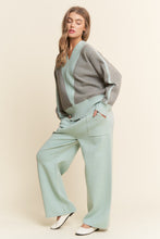 Load image into Gallery viewer, J.nna 2 Piece Knit Sweater Set with Ribbed Details in Light Grey Mint