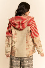Load image into Gallery viewer, Davi & Dani Floral Denim and Knit Diamond Patchwork Jacket in Tan Multi