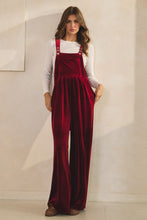 Load image into Gallery viewer, LovLov Solid Color Velvet Overalls in Burgundy Red
