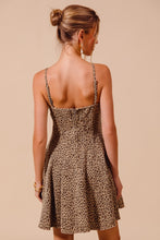 Load image into Gallery viewer, So Me A Line Fit and Flare Twill Mini Dress in Leopard