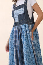 Load image into Gallery viewer, Oddi Mixed Patchwork Overall Dress in Denim Multi